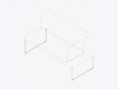 Furniture - Bench - Contemporary - Line - Type 3 Low-poly 3D model