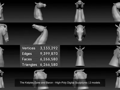 The Kelpies Duke and Baron - High-Poly Digital Sculptures 3D Model Pack