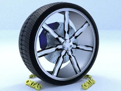 ORTAS CAR RIM 42 GAME READY RIM TIRE AND DISC 3D model