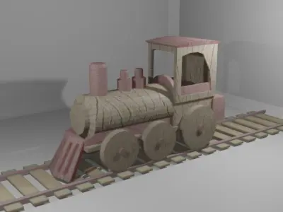 Toy Wooden Train Low-poly 3D model
