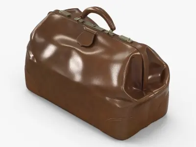 Antique Bag Brown Leather Closed 3D model