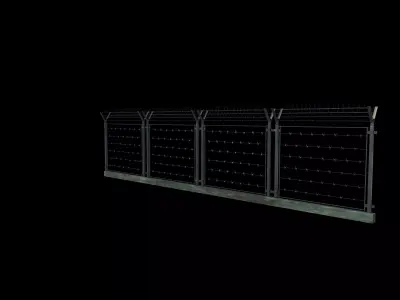 metal wire fence 02 3D model