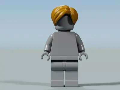 Leon RE4 Remake Style Layered Hair LEGO Minifigure 3D Hair Piece 3D model