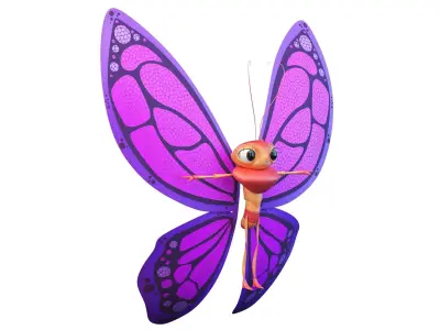 Cartoon Butterfly Character 3D model