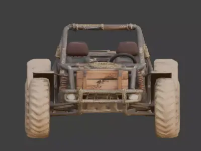 Wild West Themed Sand Buggy Asset Low-poly 3D model