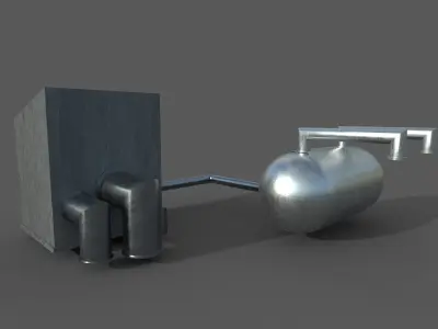 reservatory metal tank and pipe Free 3D model