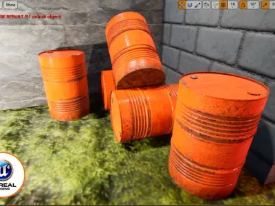 rusty metal barrel red Low-poly 3D model