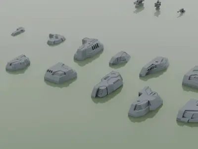130 Space vehicle Hard Surface Kitbash Set Low-poly 3D model