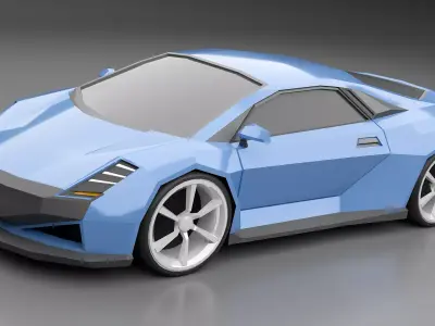 Lowpoly Ponteos concept car Low-poly 3D model