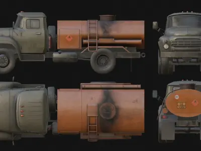 Tanker Truck Low-poly 3D model purchase