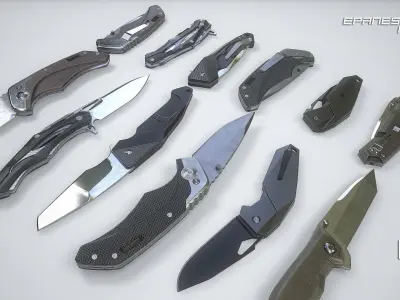 PBR Knife pack 2  Low-poly 3D model