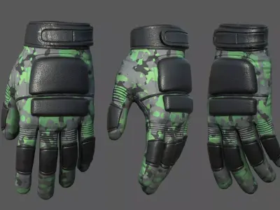Gloves military combat fantasy futuristic space technology  Low-poly 3D model