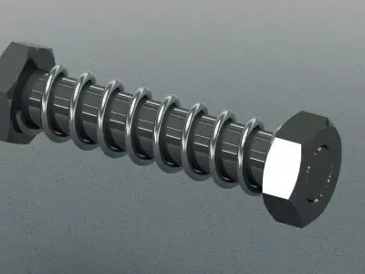 Spring with nut and bolt Free 3D model