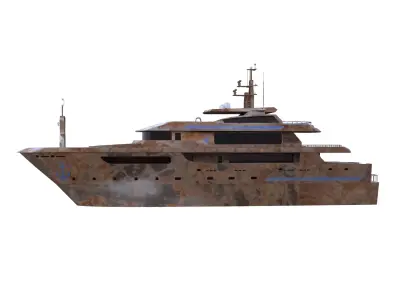 Low Poly Rusty Yacht 3D Model Game Ready PBR Marine Vessel  Low-poly 3D model