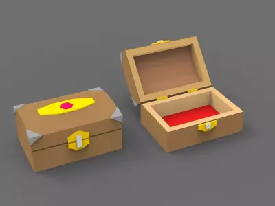 Low Poly Stylized Casket Lowpoly 3D model Low-poly 3D model