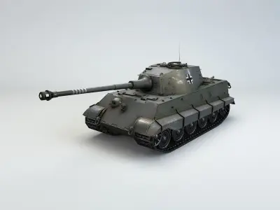 Low Poly Tiger II Ausf G heavy tank Low-poly 3D model
