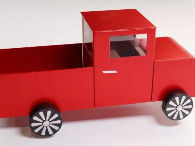 Red retro truck vintage pickup car 3D model