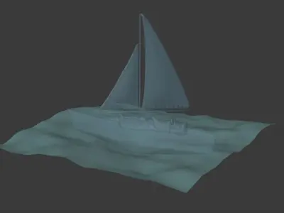 Sailboat floating in ocean Free 3D model purchase