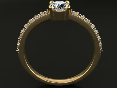 Solitaire Diamond Low Profile Engagement Ring 3D print model