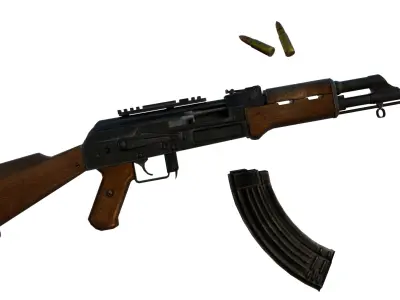 AK 47 3D Model Fully Rigged Game-Ready Low-poly 3D model