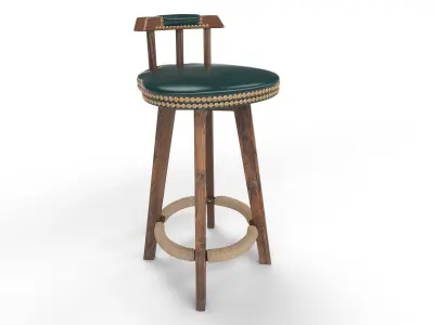 Wooden chair Low-poly 3D model 17