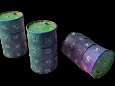 Old metal drums - metallic barrels PBR low-poly  Low-poly 3D model