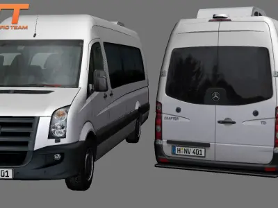 Volkswagen Crafter High Roof  Low-poly 3D model