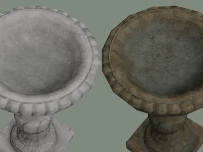 Ancient Concrete Water Fountain old stone Low-poly 3D model