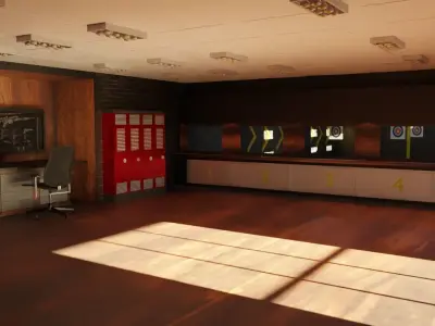 Shooting Range Interiors Low-poly 3D model