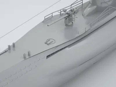 Type VII C German Submarine U-Boat 3D model