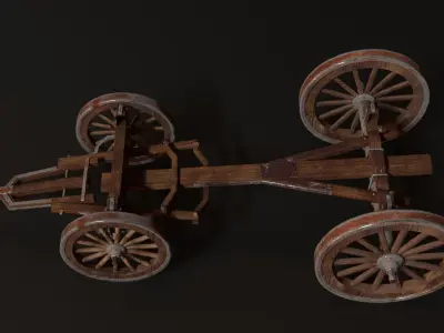 Wooden wagon Horse cart PBR Free low-poly 3D model