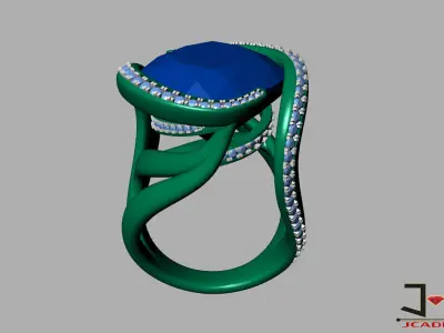 0215 - Beautiful Emerald Stone Antique Ring 3D print model