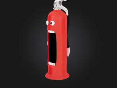 Fire Extinguisher Face  Quirky Safety with Personality 3D model