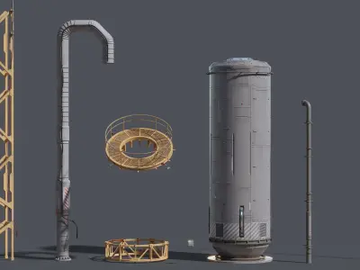 Sci-Fi Building 002 Industry-PBR Low-poly 3D model