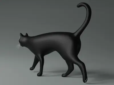 Domestic Black Cat 001 3D model