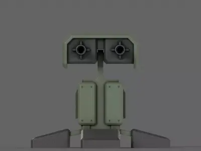 PBR Turret Gun 05 Green Low-poly 3D model