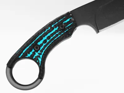 Tactical Combat Knife - Military - Karambit Style 01 Blue Low-poly 3D model