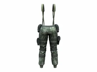 Female Military Combat Pants With Suspenders Low-poly 3D model