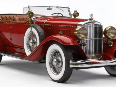Classic 1920s Ruby Red Luxury Phaeton 3D Model Low-poly 3D model