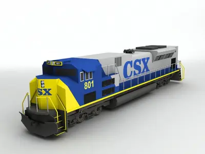 SD70 ACe Locomotive Train CSX Low-poly 3D model