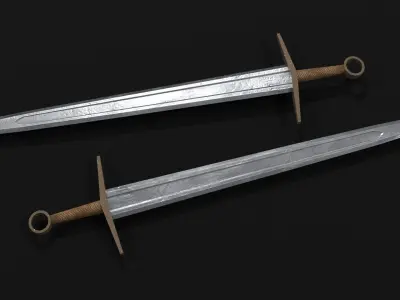LowPoly Medieval Sword GameReady Weapon Asset Low-poly 3D model
