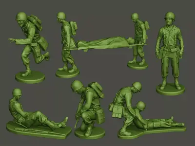 American Medic soldiers ww2 A8 Pack 3D print model