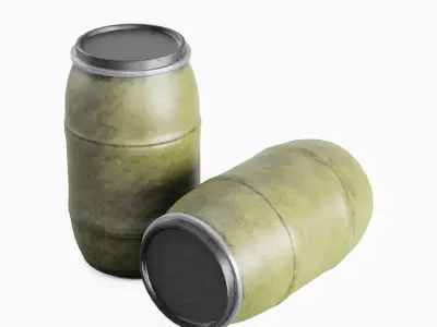 Dirty Plastic Barrel 04 Low-poly 3D model