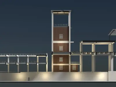 Industrial building in section cut 25i08 3D model
