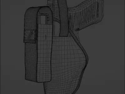 9mm Gun with Holster 3D model