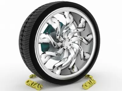 ORTAS CAR WHEEL RIM 77 GAME READY WHEEL RIM TIRE 3D model