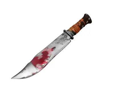 Bloody Bowie Knife Game Ready Low-poly 3D model