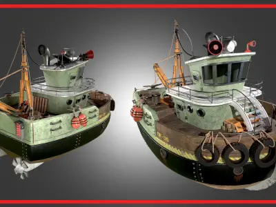 Stylized Ship Low-poly 3D model