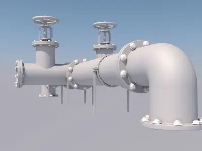 Pipe with valve 3D model