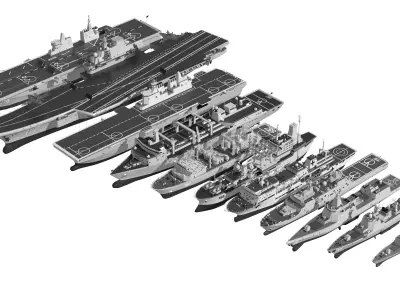  aircraft carrier formation  Navy Shandong  3D model